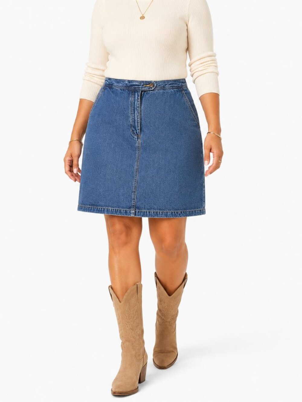 Chelsea Cambell Country Western 90's Medium Wash Knee Length Jean Skirt [sz 14]